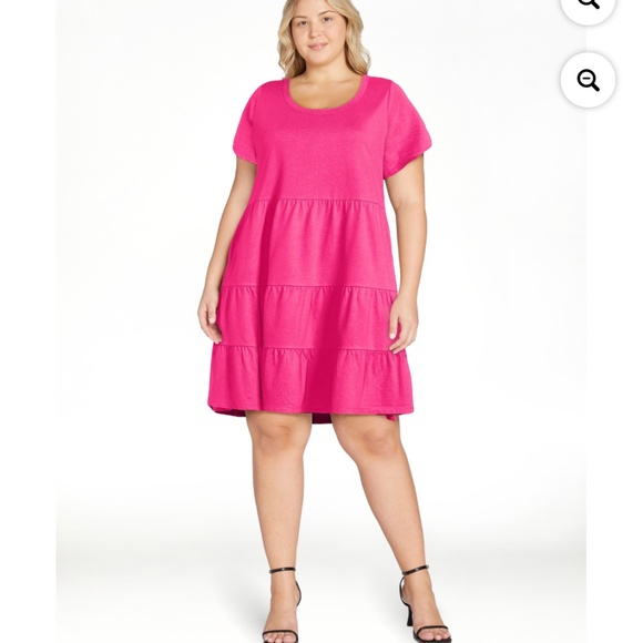 Time and Tru Women’s Smokin’ Hot Pink Pocket Dress XXL/20 NEW - Picture 2 of 7